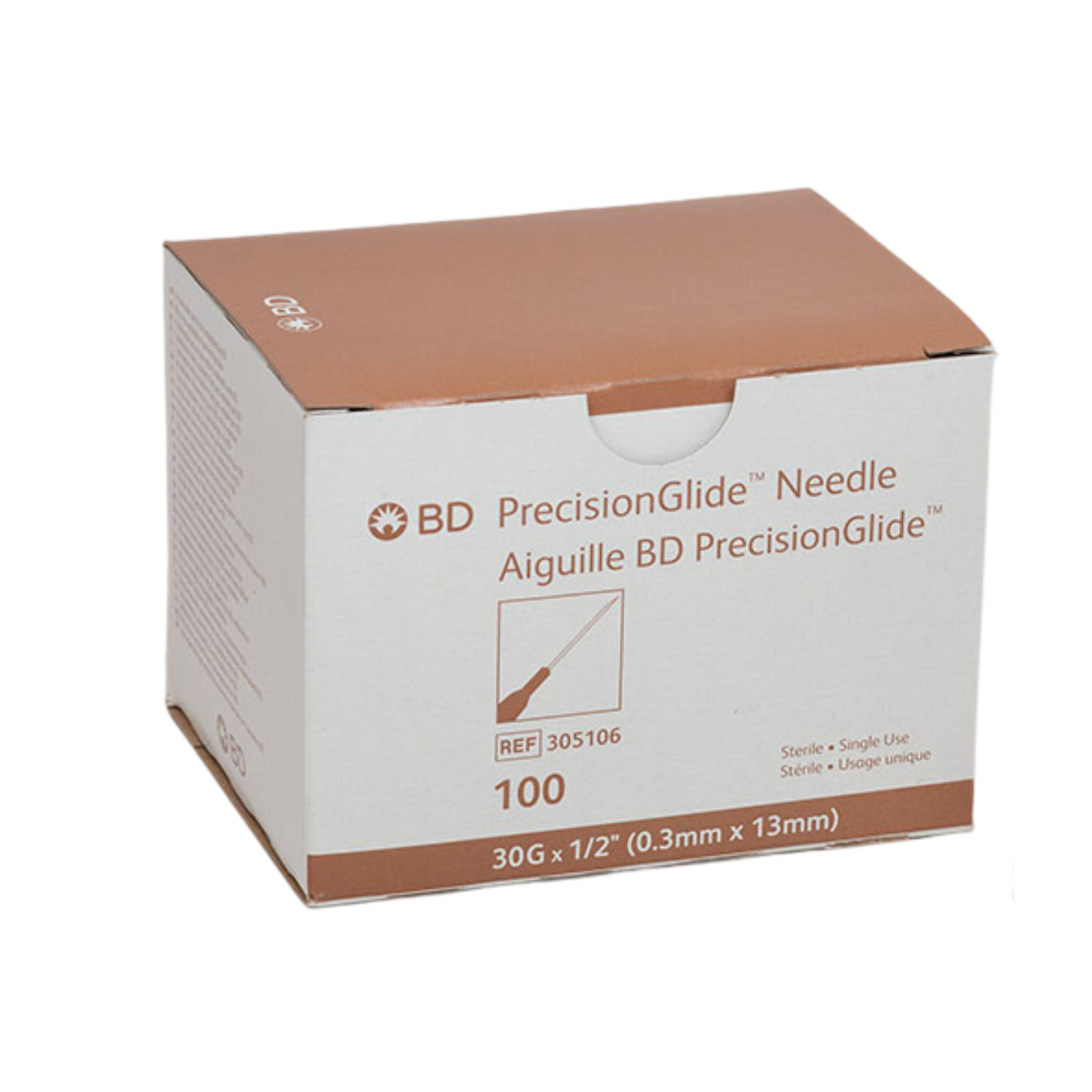 BD PRECISION GLIDE NEEDLE 30 X 1/2-100pc